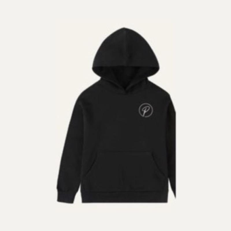 Crew Hoodie – Schwarz, Logo-Stick