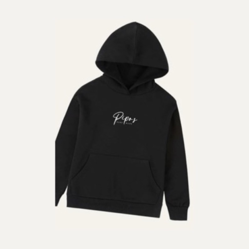 Kids Hoodie – Schwarz, Logo-Stick